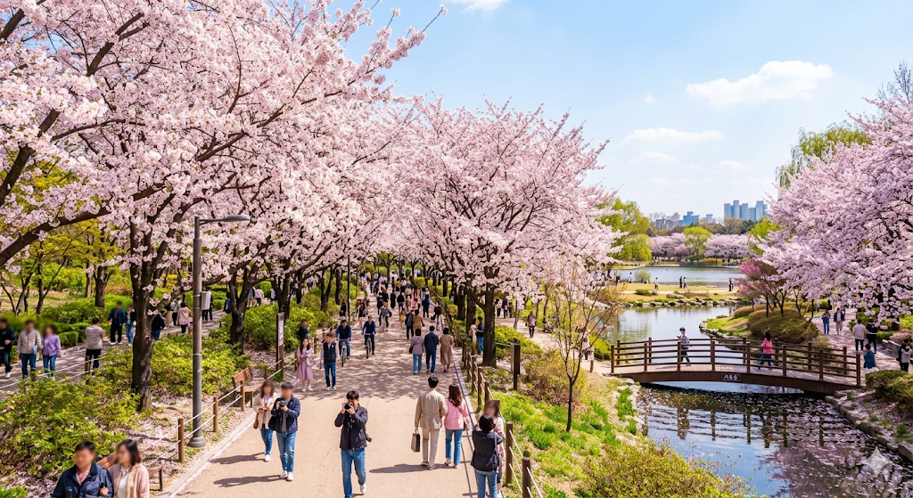 ソウルの森（서울숲）の桜。