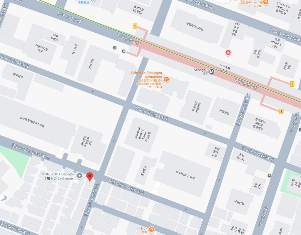 KOLLAB KOREA（コラブコリア）ポップアップ会場へのアクセスマップ 韓国ソウル聖水洞（ソンス）延務場エリア 地下鉄2号線聖水駅から徒歩約7〜10分