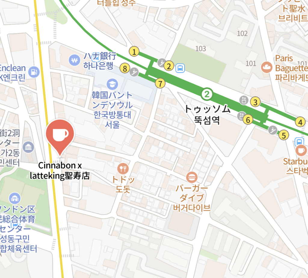 シナボン×ラテキング ソンス(聖水洞)店の詳細地図・アクセス情報